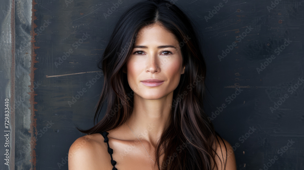 Confident middle aged woman portrait with copy space background