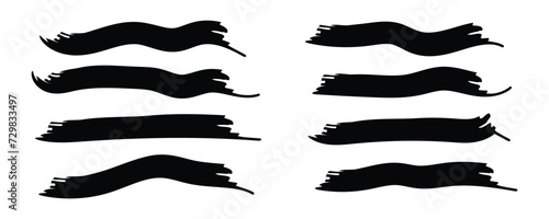 Lines hand drawn paint brush stroke. Vector set isolated on white. Collection of distressed, doodle, pen and pencil lines. Hand drawn scribble. Black border with white artboard.