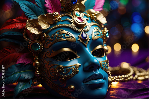 venetian mask on bokeh background Venice carnival festival