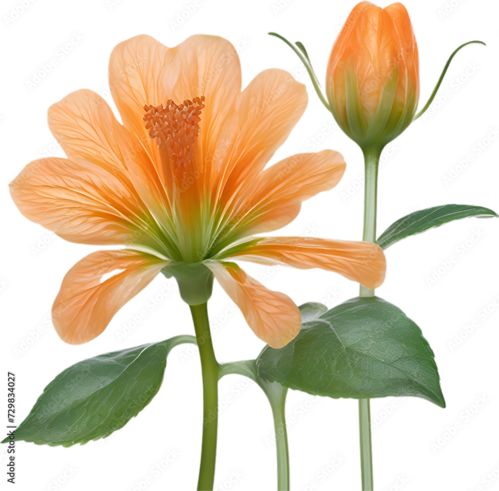 Orange color flower, Close-up glowing translucent orange color flower.