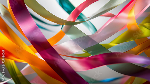 Vibrant Satin Ribbons, Abstract Colorful Background, Artistic Textile Waves