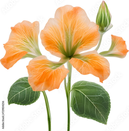 Orange color flower, Close-up glowing translucent orange color flower.
