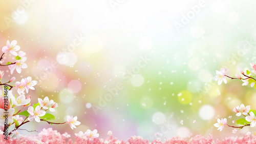 Beautiful spring flowers blurred background with bokeh effect.