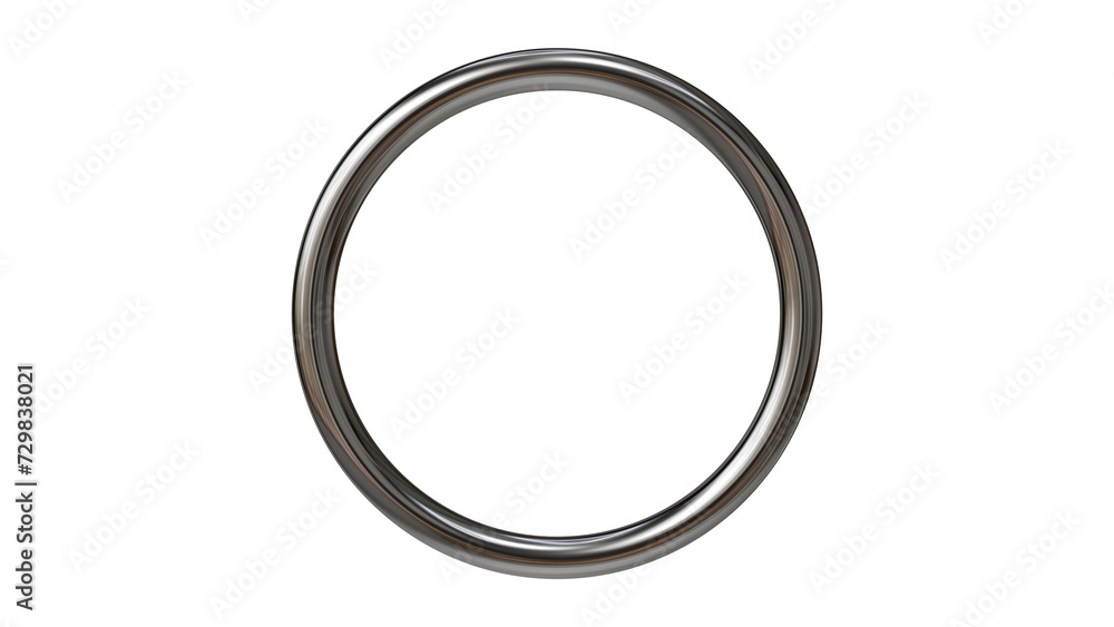 silver chrome metal ring on transparent background, 3d render - obrazy, fototapety, plakaty 