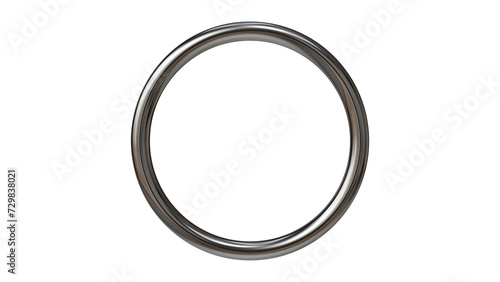 silver chrome metal ring on transparent background, 3d render photo