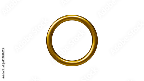 gold metal ring on transparent background, 3d render