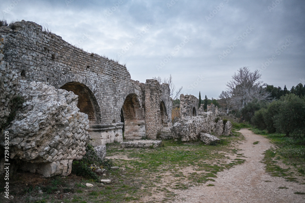 remains of the Barbegal Roman aqueduct, Fontvieille, Provence, France.