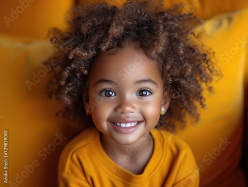 Wallpaper Mural little African American girl with colorful sweatshirt in professional colorful photo studio background Torontodigital.ca