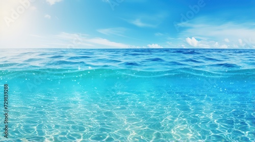 Summer tropical sea with sparkling waves and blue sunny sky