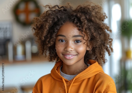 Wallpaper Mural little African American girl with colorful sweatshirt in professional colorful photo studio background Torontodigital.ca