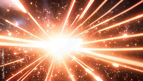 A supernova explosion in space emits intense light along with sparkling stardust.
