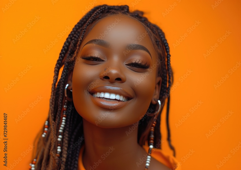 African American model girl with colorful sweatshirt in professional colorful photo studio background African American model girl with colorful sweatshirt in professional colorful photo studio background