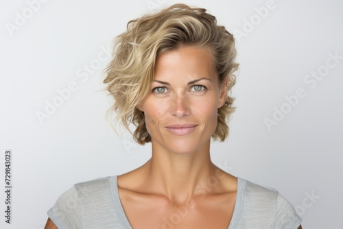 Portrait of a beautiful blond woman with natural make-up.