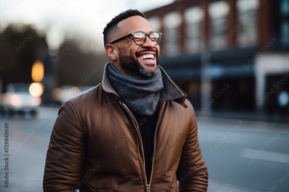 Portrait of a handsome young african american man laughing outdoors Portrait of a handsome young african american man laughing outdoors