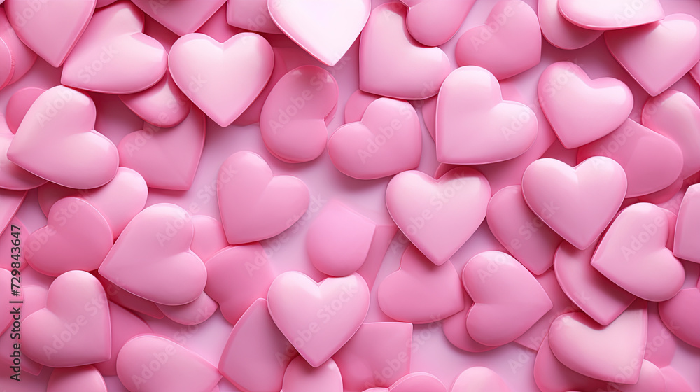 Pink hearts on white background. Created with Ai
