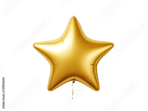 Gold star balloon. Isolated on transparent background.