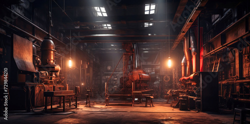 Metal Pipe-Filled Industrial Workshop for Production Stock