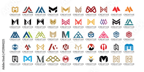 Set of letter m logo, logo m, initial m symbol photo