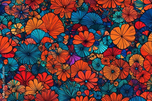 Wallpaper Mural colorful flowers in the full frame abstract background view with 3d box  Torontodigital.ca