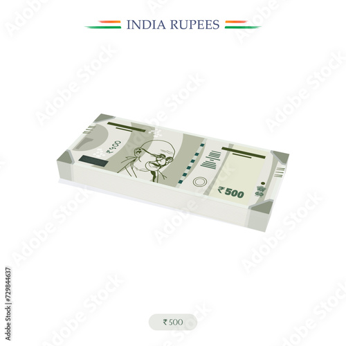 vector India Rupees,10,20,100,200,500, India Currency Notes banknote with white background