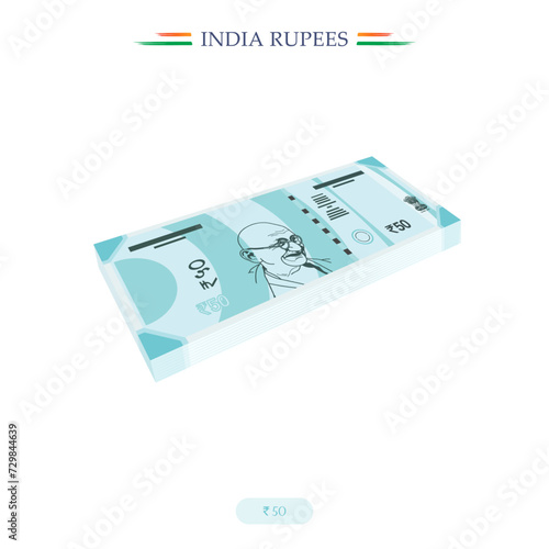 vector India Rupees,10,20,100,200,500, India Currency Notes banknote with white background
