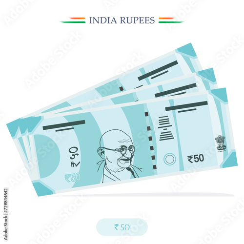 vector India Rupees,10,20,100,200,500, India Currency Notes banknote with white background