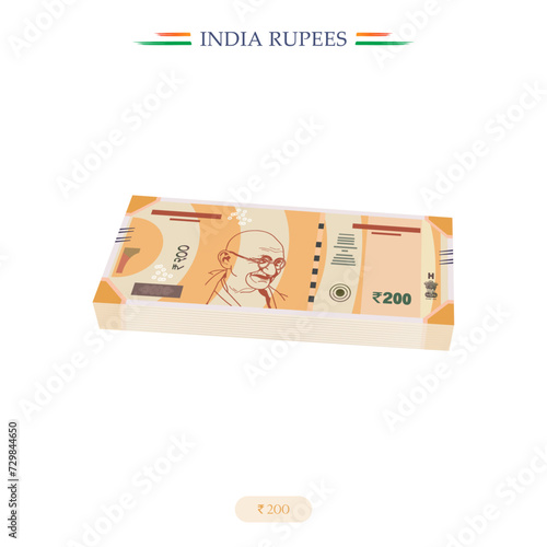 vector India Rupees,10,20,100,200,500, India Currency Notes banknote with white background
