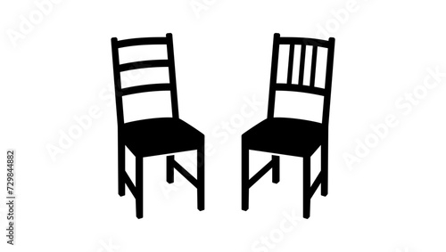 wood chair, black isolated silhouette