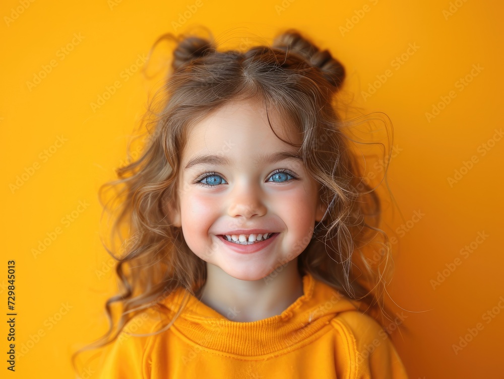 little caucasian girl with colorful sweatshirt in professional colorful photo studio background little caucasian girl with colorful sweatshirt in professional colorful photo studio background