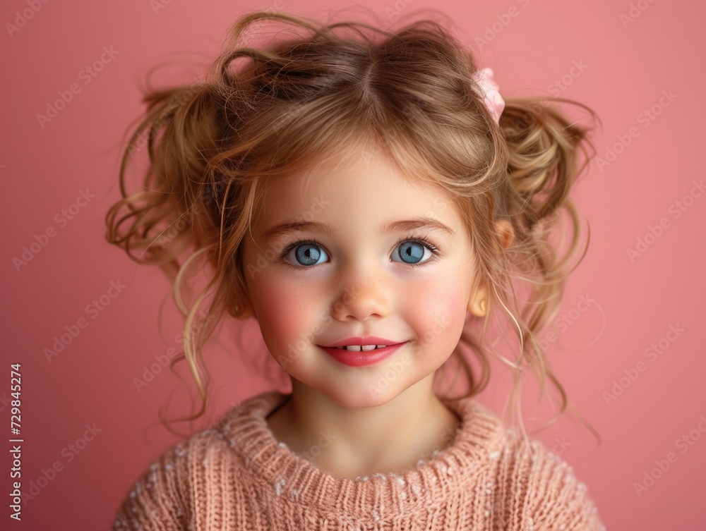 little caucasian girl with colorful sweatshirt in professional colorful photo studio background little caucasian girl with colorful sweatshirt in professional colorful photo studio background
