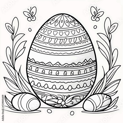 Easter egg with flower outline coloring page