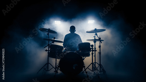 silhouette of a drummer photo