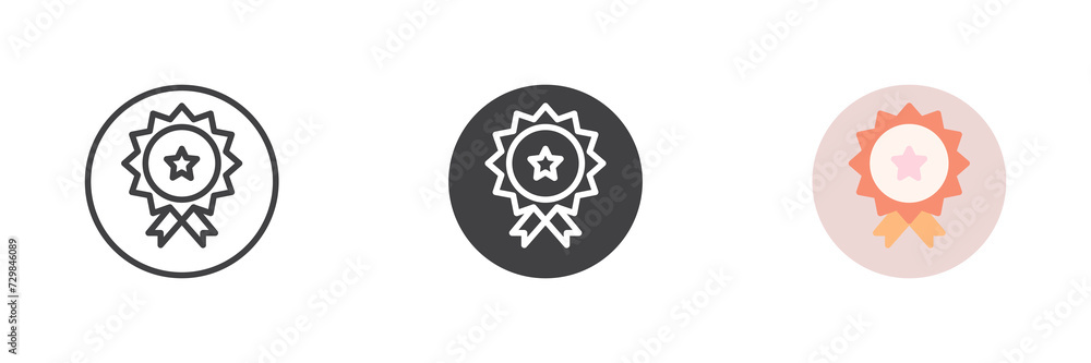 Badge with star different style icon set Badge with star different style icon set