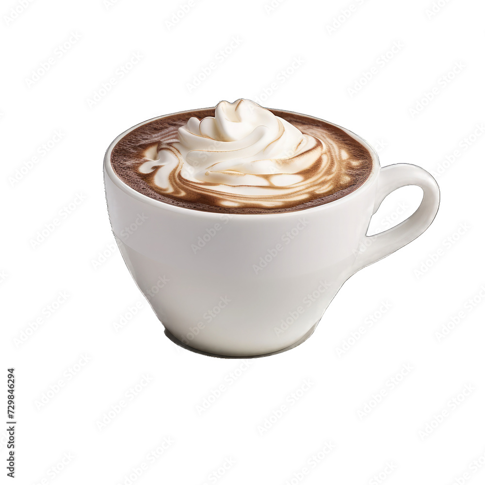A Steaming Cup of Rich and Aromatic Coffee With Frothy Cream on Top.. Isolated on a Transparent Background. Cutout PNG. A Steaming Cup of Rich and Aromatic Coffee With Frothy Cream on Top.. Isolated on a Transparent Background. Cutout PNG.