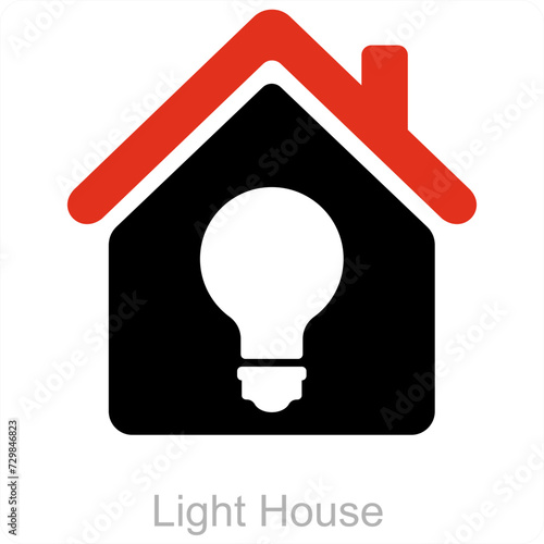 Light House and technology icon concept