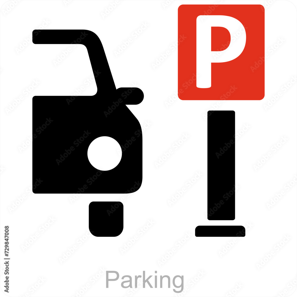 Parking and vehicle icon concept Parking and vehicle icon concept