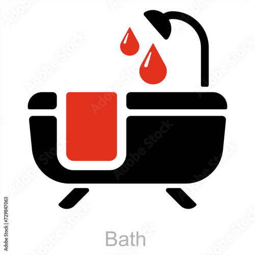 Bath and hotel icon concept