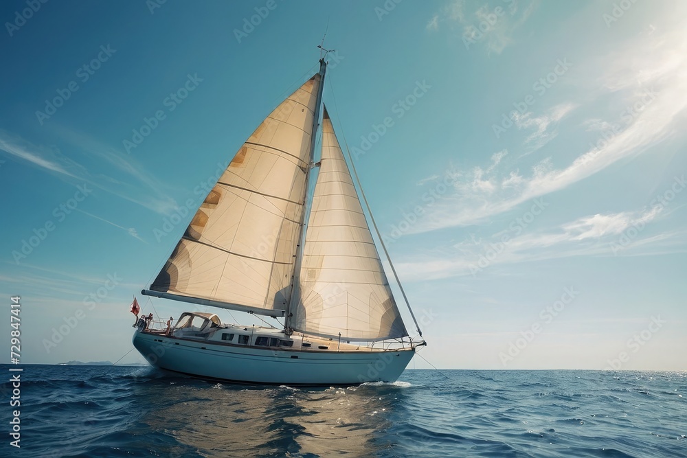 Ketch Sailing Excellence Luxury Sail Boat in sea 