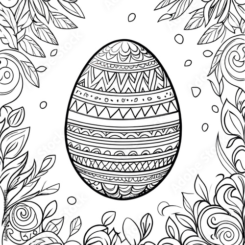 Easter egg with flower outline coloring page