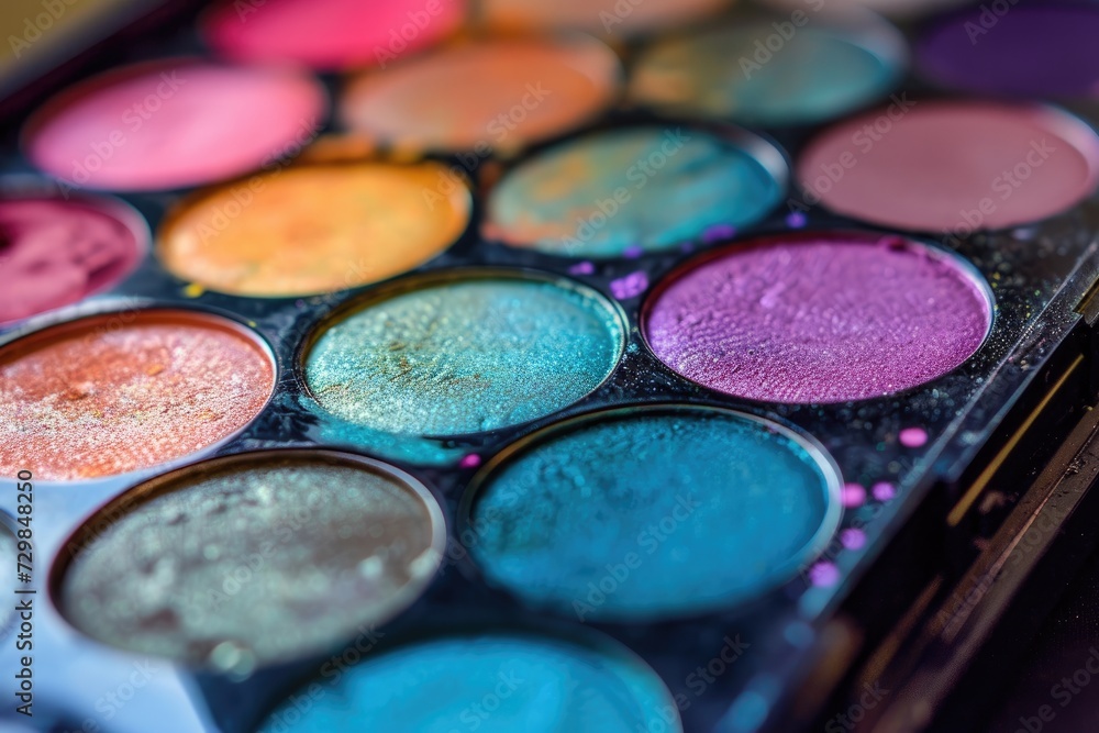 Lots of colorful make-up palettes to give you a really beautiful female face Generative AI Lots of colorful make-up palettes to give you a really beautiful female face Generative AI