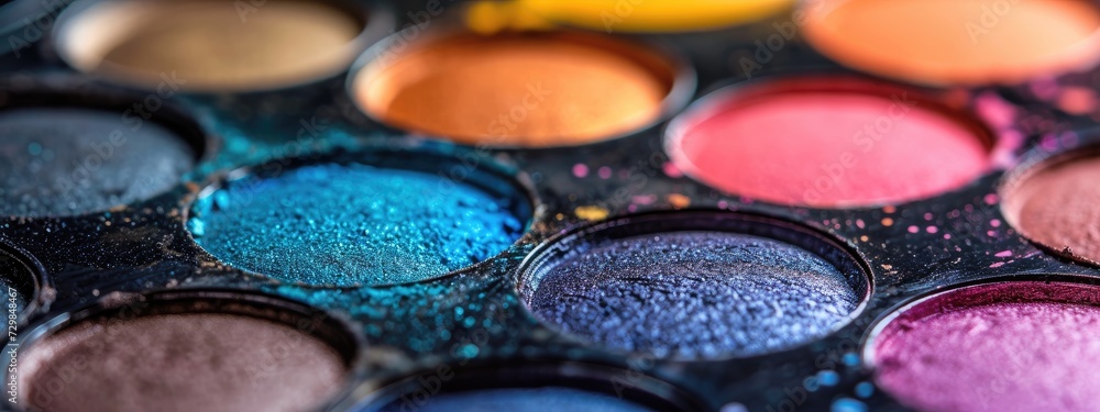 Lots of colorful make-up palettes to give you a really beautiful female face Generative AI Lots of colorful make-up palettes to give you a really beautiful female face Generative AI