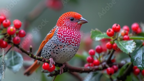 The red avadavat, red munia or strawberry finch, is a sparrow-sized bird of the family Estrildidae. 