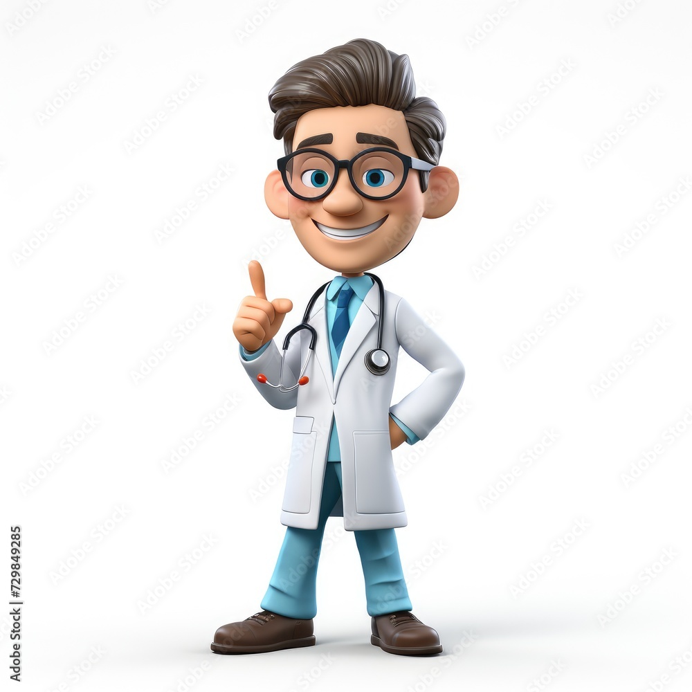 3D Character of Doctor Cartoon on Plain Background 3D Character of Doctor Cartoon on Plain Background