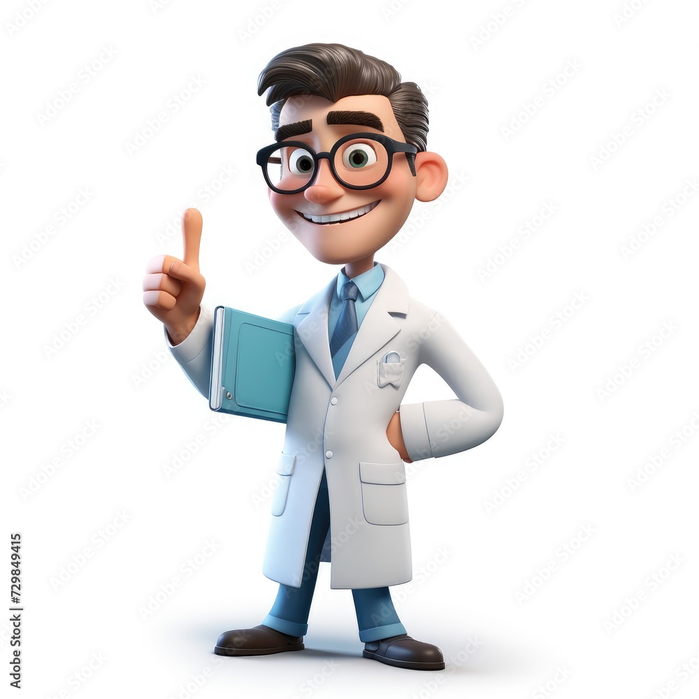 3D Animated Doctor Character on White Background 3D Animated Doctor Character on White Background