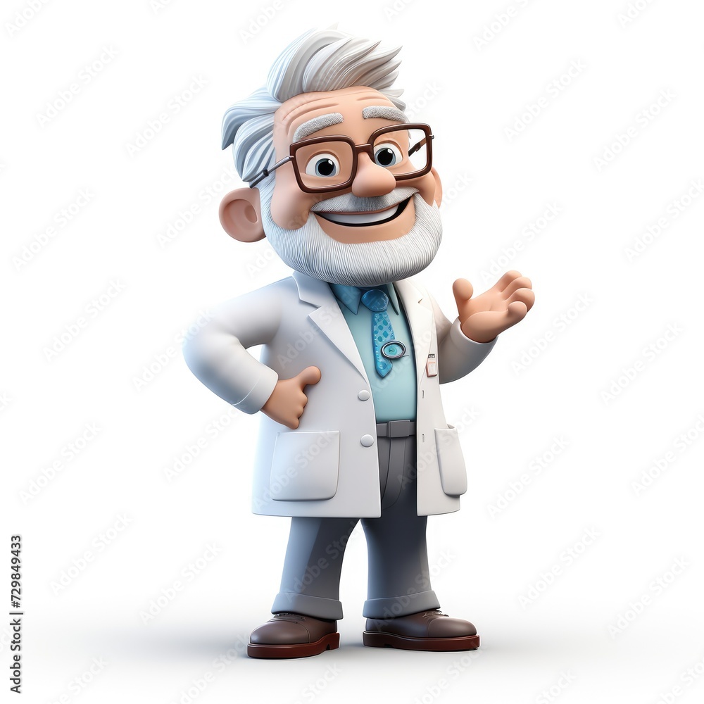 Cartoon Doctor in 3D Against White Background Cartoon Doctor in 3D Against White Background