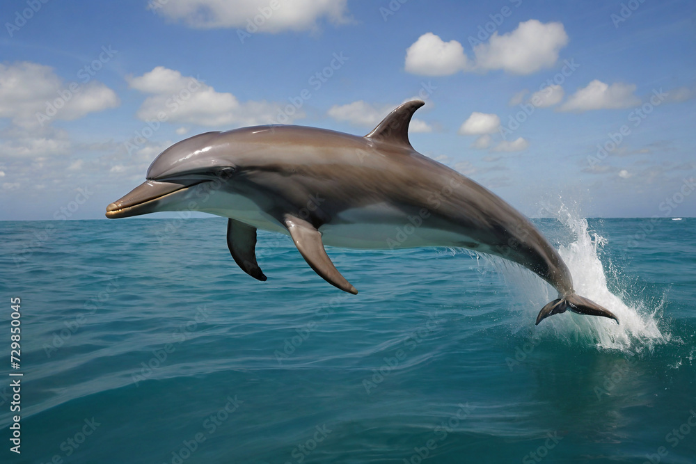 Fototapeta premium Dolphin jumping under water