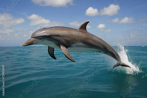 Dolphin jumping under water