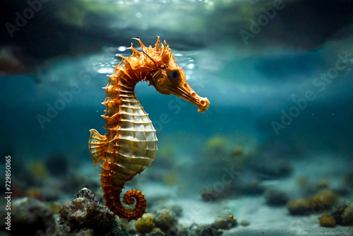 Seahorse swimming underwater