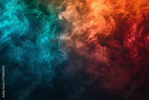 Vibrant abstract smoke with red, green, and brown hues on a dark backdrop.