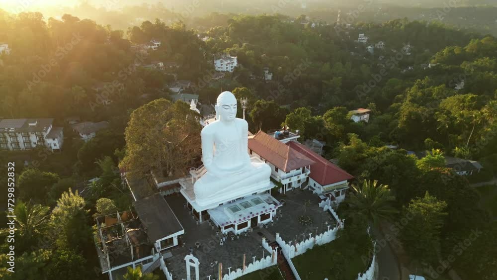 Big White Buddha statue on the top of the hill in Kandy, Sri Lanka ...